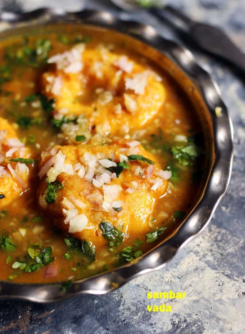 sambar vada recipe, how to make sambar vada