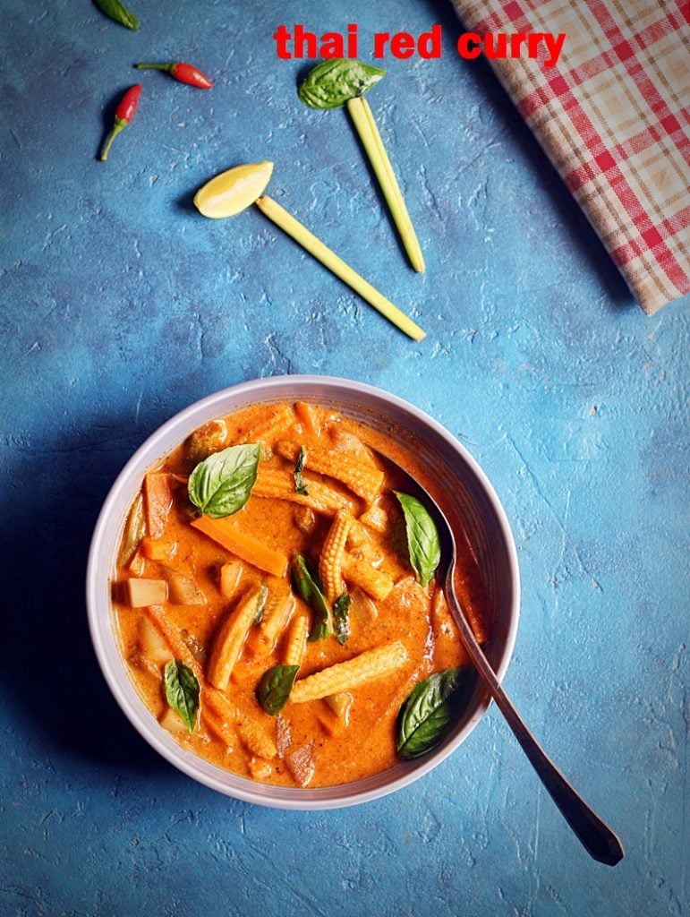 vegetarian thai red curry served for dinner