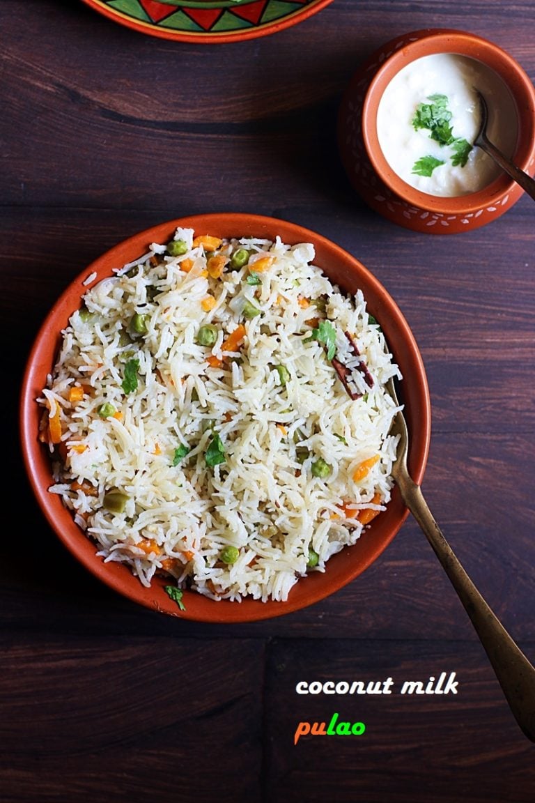 coconut milk pulao recipe, veg pulao recipe with coconut milk