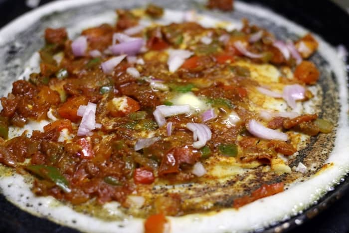 Making pav bhaji dosa recipe