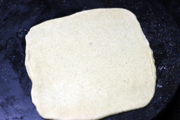 rolled square paratha ready to fry