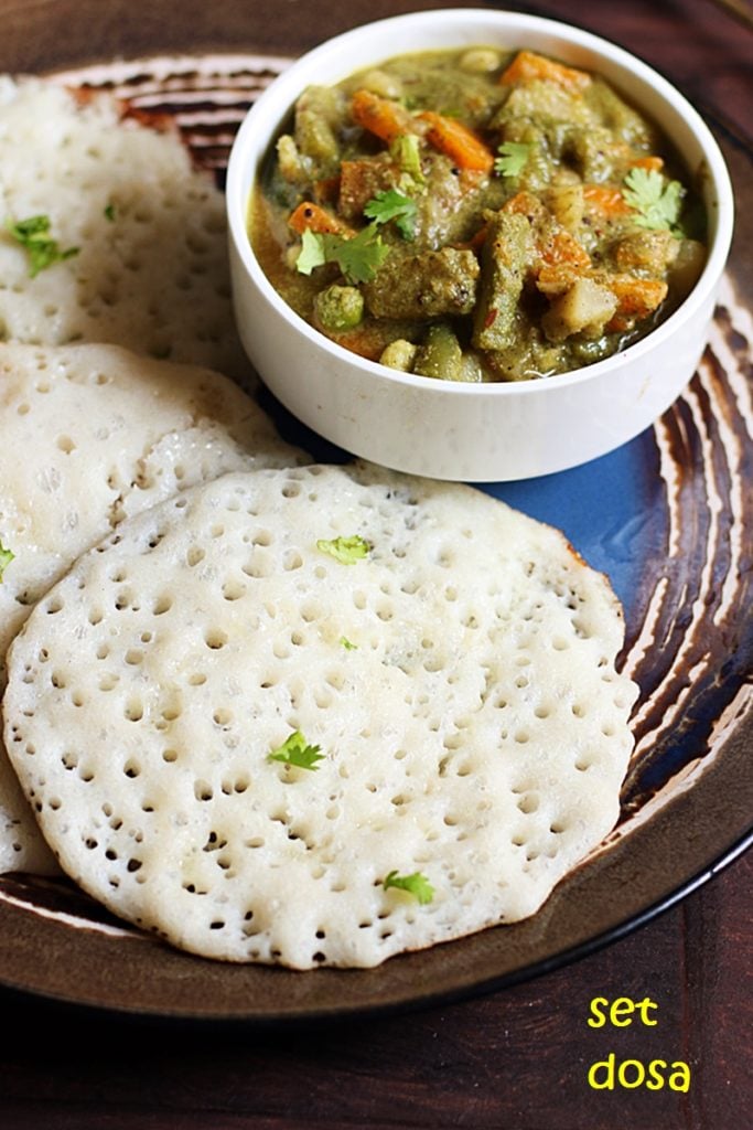 soft and porous set dosa with veg sagu