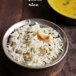 jeera rice recipe- Fluffy and flavorful jeera rice served with Indian dal fry