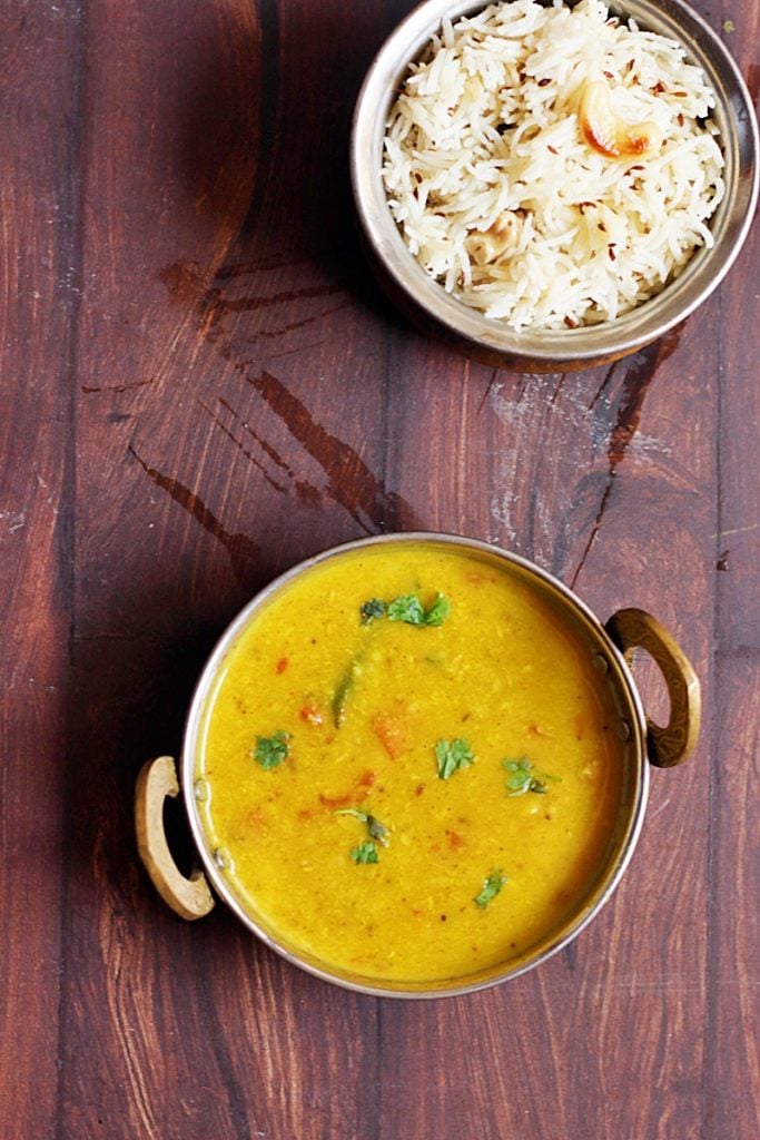 moong dal fry served with jeera rice