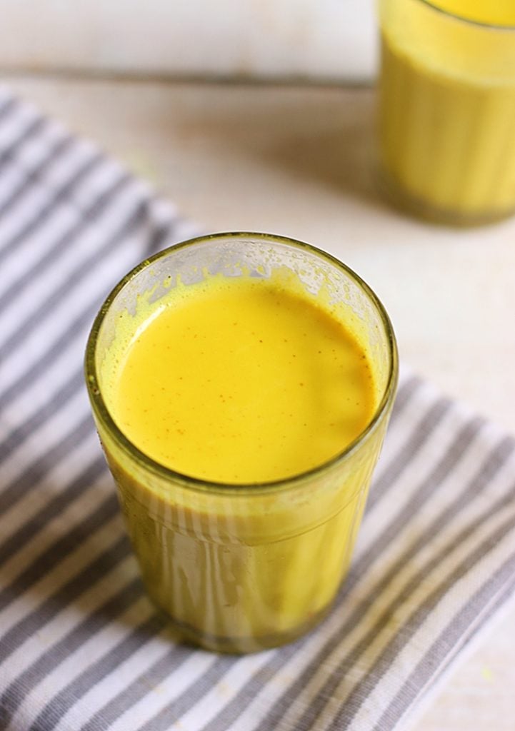 haldi doodh or turmeric milk in a glass