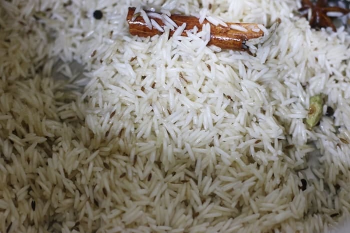 sautéing rice in ghee