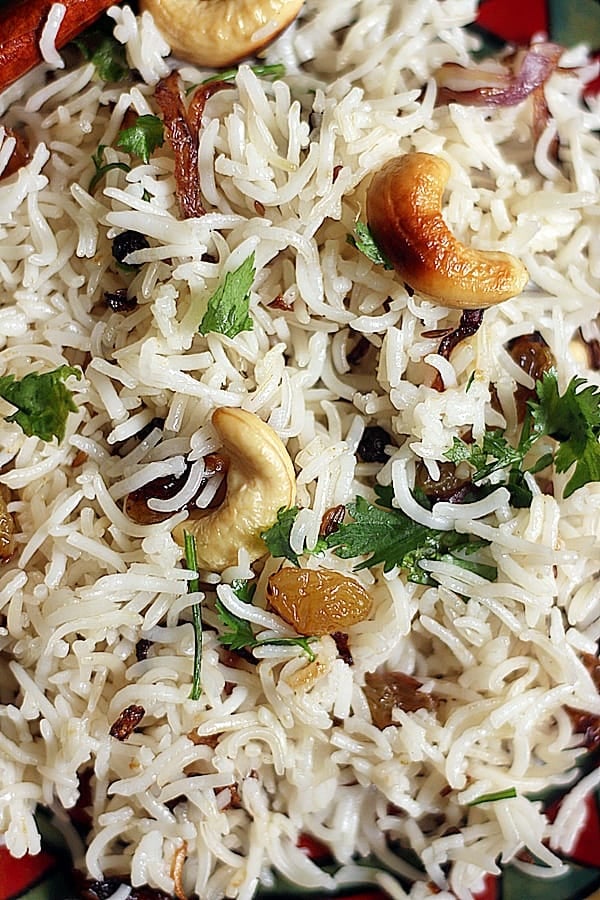closeup shot of ghee rice