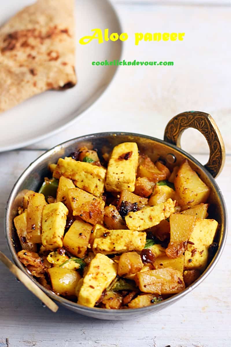 Dry aloo paneer served with roti