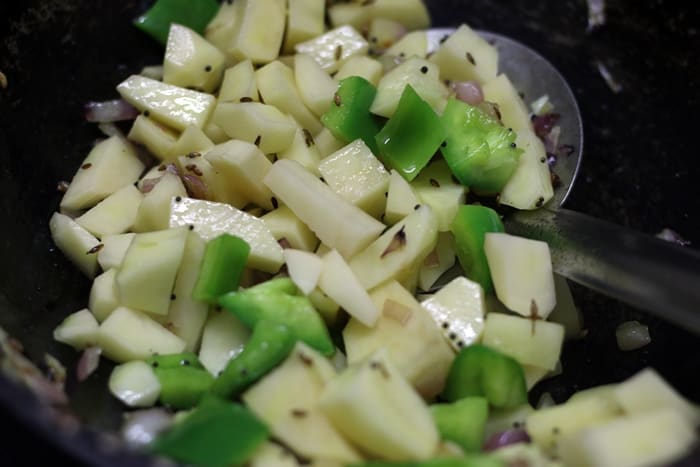 cubed potatoes for making aloo paneer