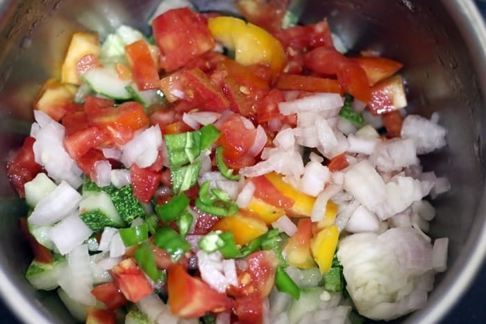 chopped vegetables placed in a mixing bowl.