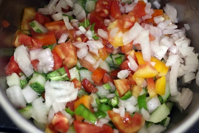 making Indian salad kachumber