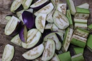 chopped brinjals