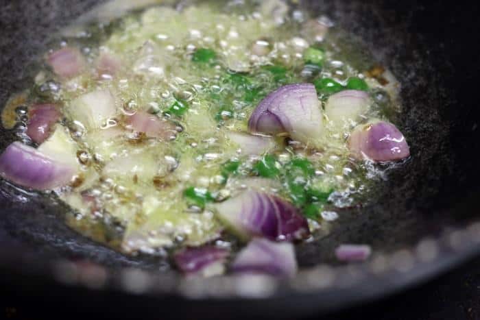 sauteing onions in oil