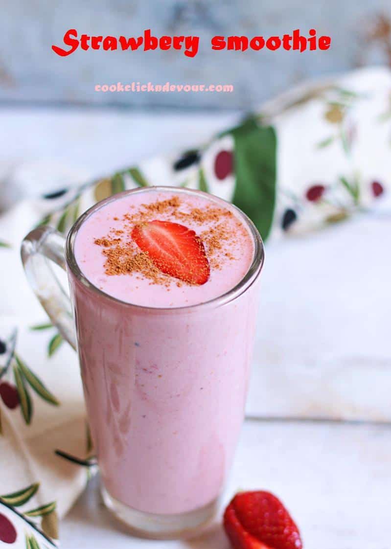 creamy and healthy strawberry smoothie recipe in 2 minutes.