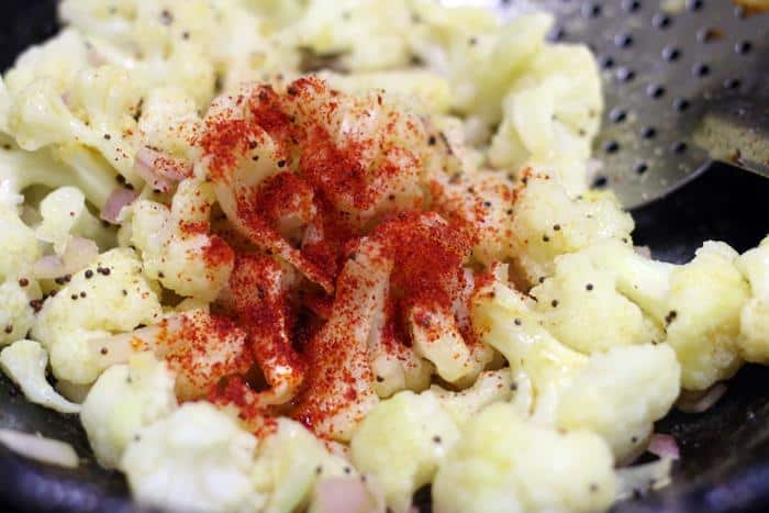 Quick Cauliflower Poriyal on cast - Essential Traditions