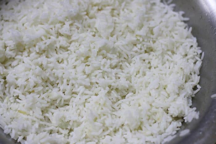 cooked and cooled rice for making coconut rice recipe