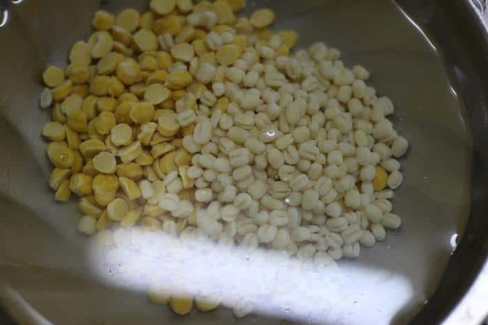 lentils soaked in water for coconut rice recipe