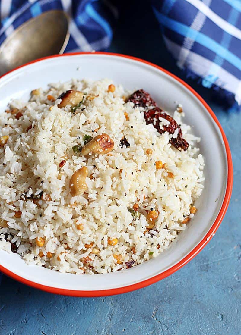 thengai sadham recipe-south Indian coconut rice recipe-vegan and gluten free