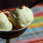 eggless and no cook butterscotch ice cream served with more butterscotch chips for dessert