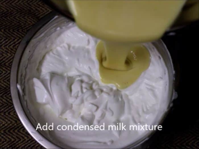Adding condensed milk to whipped heavy cream