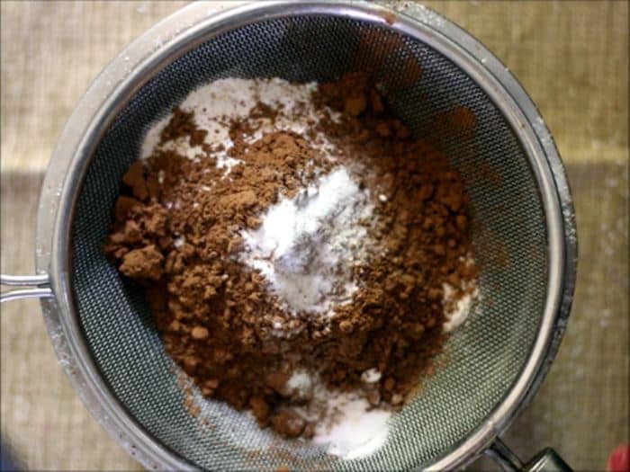 dry ingredients for eggless chocolate cake