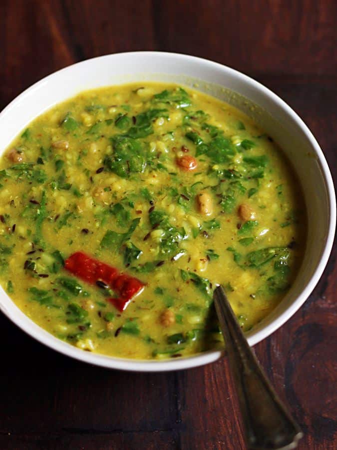 dal palak recipe with detailed video and step by step photos.