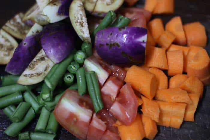 chopped mixed vegetables