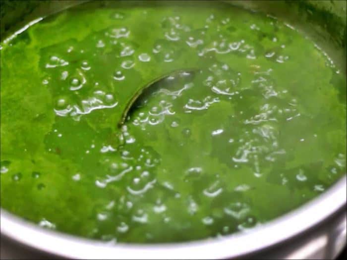 Spinach curry simmering