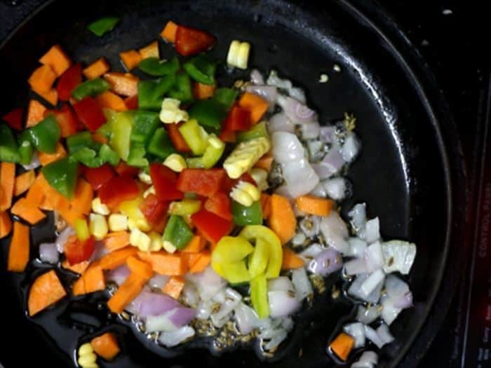 sauteing vegetables for paneer fry recipe