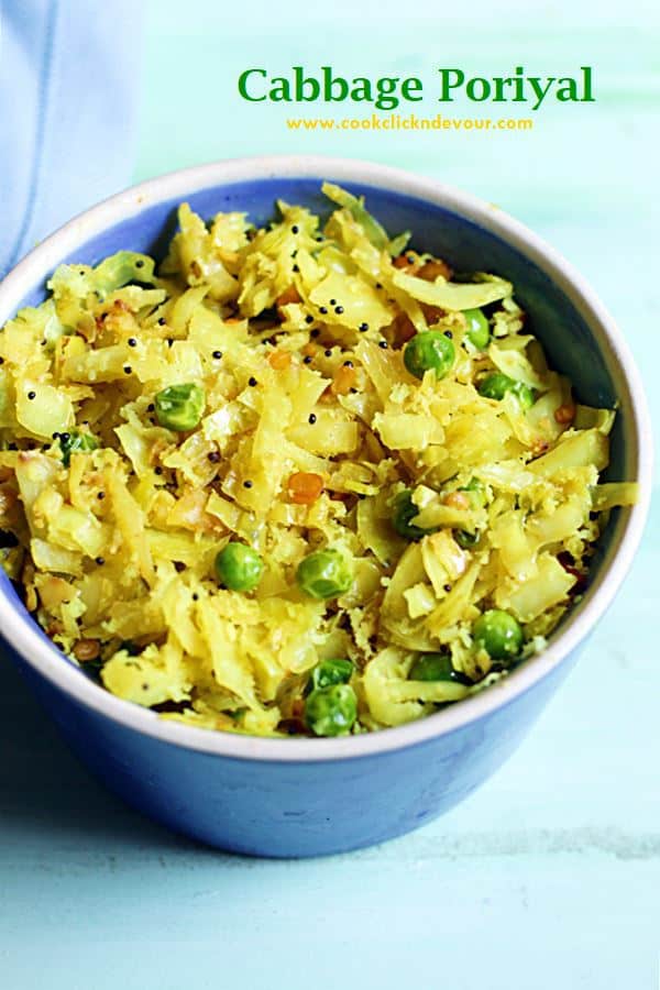 cabbage poriyal recipe with freshly grated coconut
