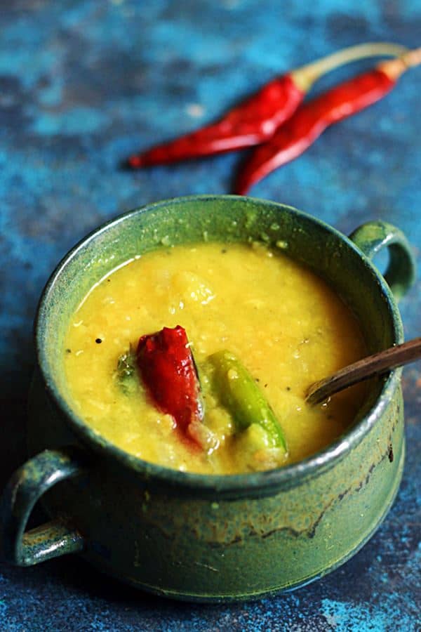 mango dal recipe-tangy indian mango dal served with rice.