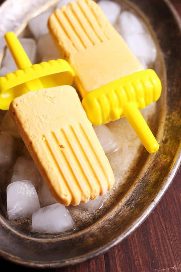 mango popsicle recipe- easy no cook popsicle with 3 ingredients