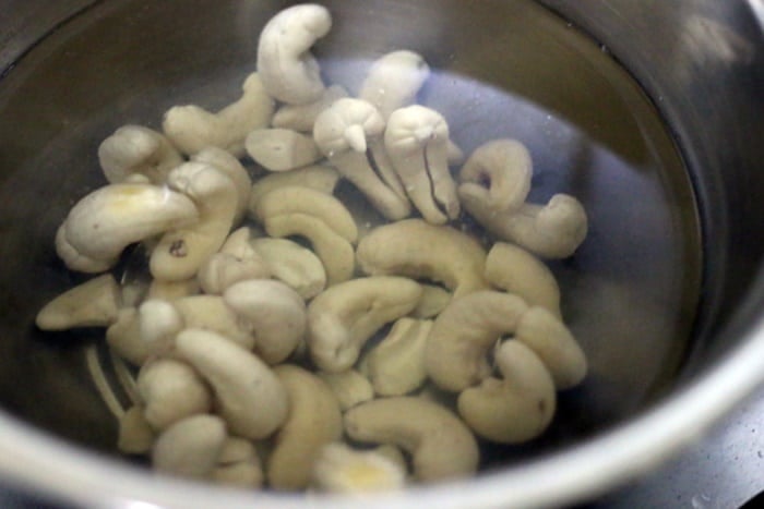 cashews soaked in warm water