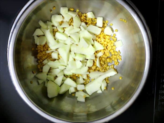 lentils and raw mangoes for mango dal recipe