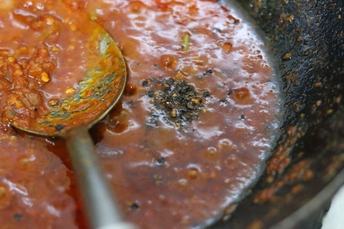 freshly crakced peppercorns added to sauce