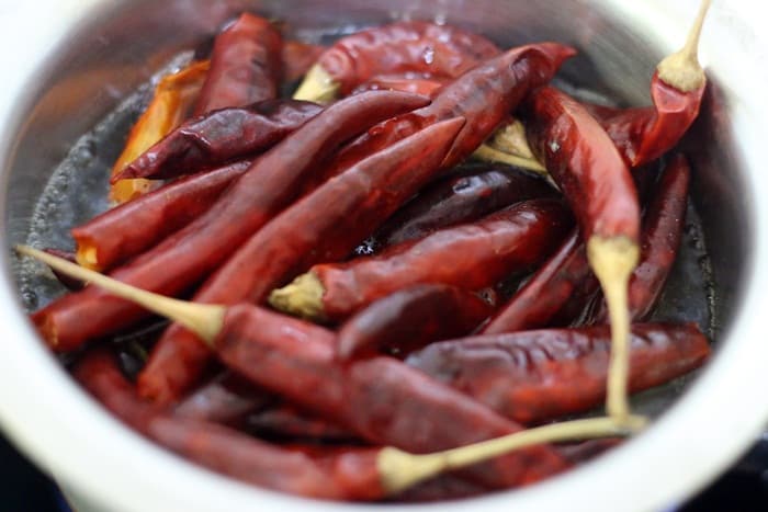 chilies soaked in warm water