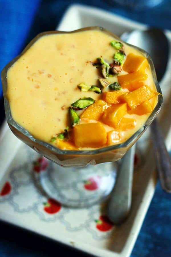 Closeup shot of easy mango sago pudding