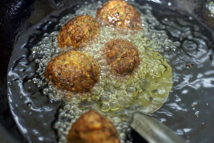 deep frying veg balls