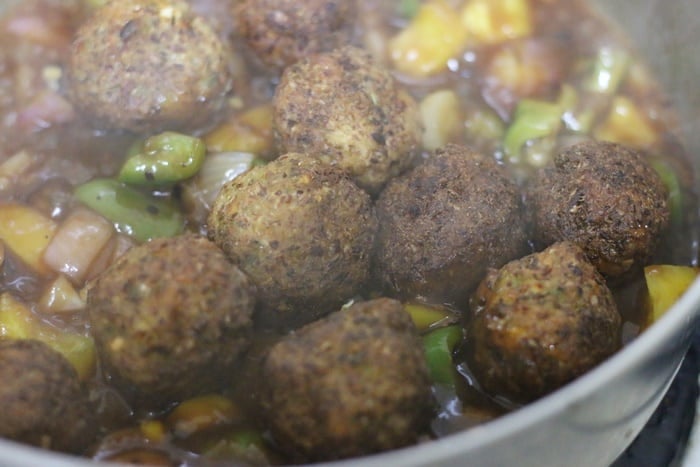 veg balls tossed in manchurian gravy