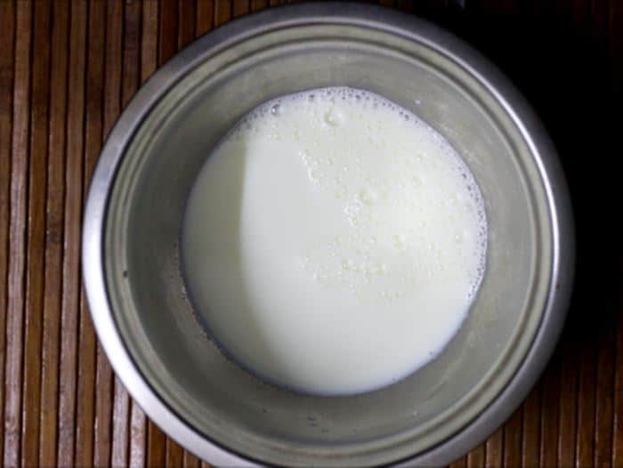 Boiled and cooled milk for chia pudding recipe