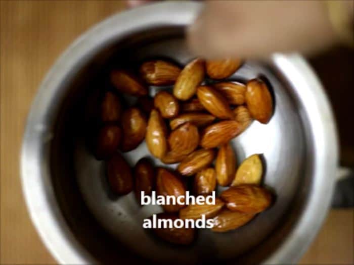 Blanched almonds for making badam milk recipe