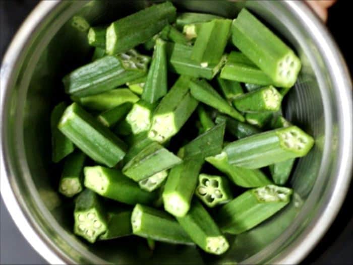 chopped okra for bhindifry recipe