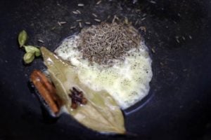 sauteing cumin seeds in ghee