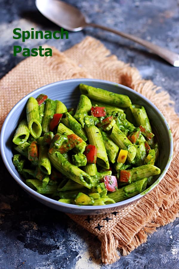 creamy spinach pasta recipe served with dinner