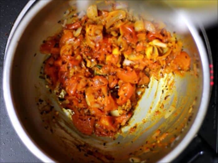 Making tomato pappu recipe