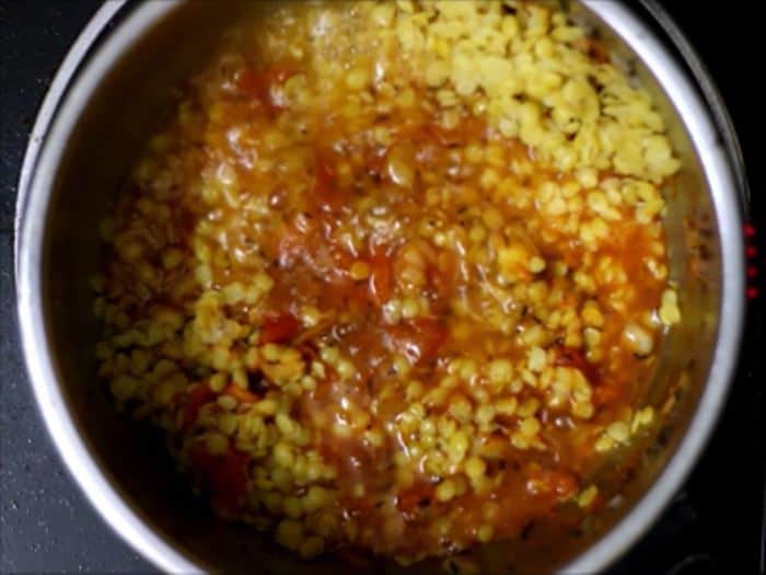 Making tomato pappu recipe