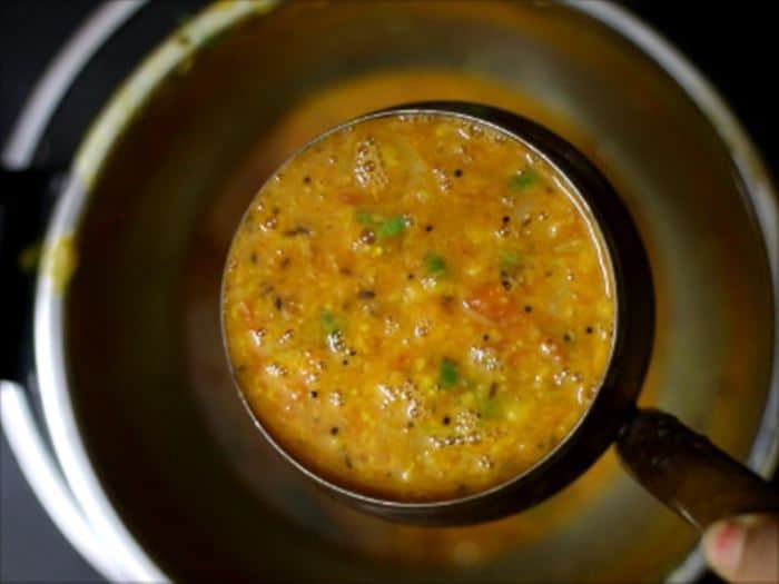 Making tomato pappu recipe