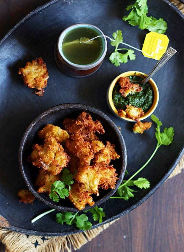 cheese pakora served with green chutney