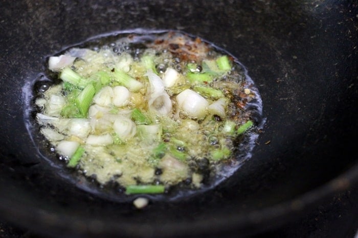 sauteing spring onions