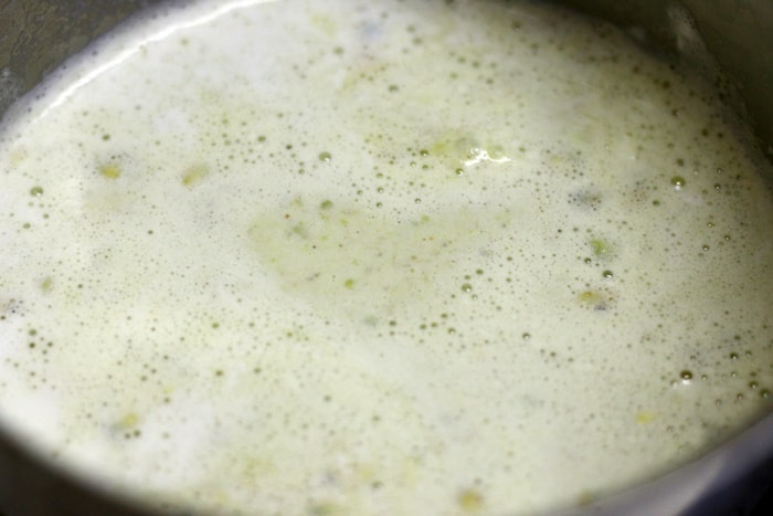 simmering pistachio milk